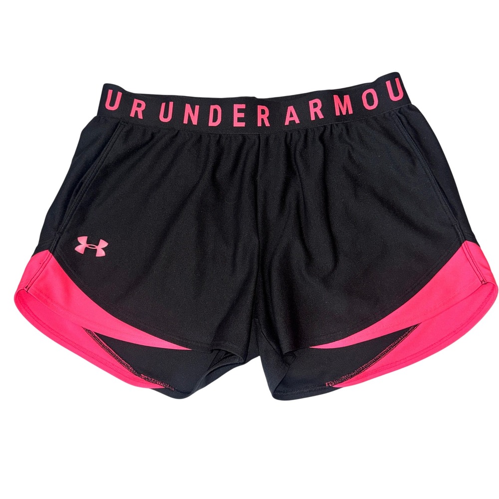 Under Armour HeatGear Active Shorts Black Pink Small Logo Waistband